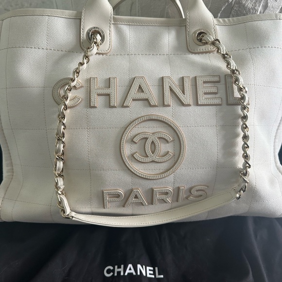 Chanel Deauville Large Shopping Bag White - Picture 3 of 15